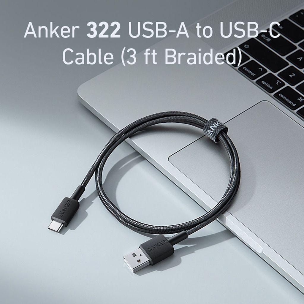 Anker 322 USB-A to USB-C Cable 3FT Braided Black image 2