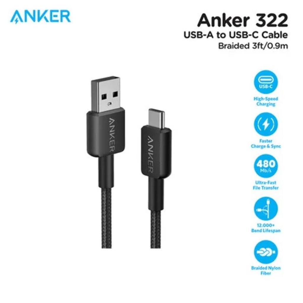 Anker 322 USB-A to USB-C Cable 3FT Braided Black image 3