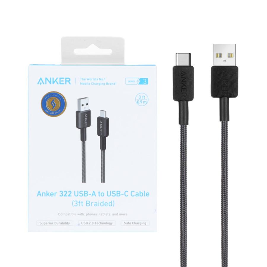 Anker 322 USB-A to USB-C Cable 3FT Braided Black