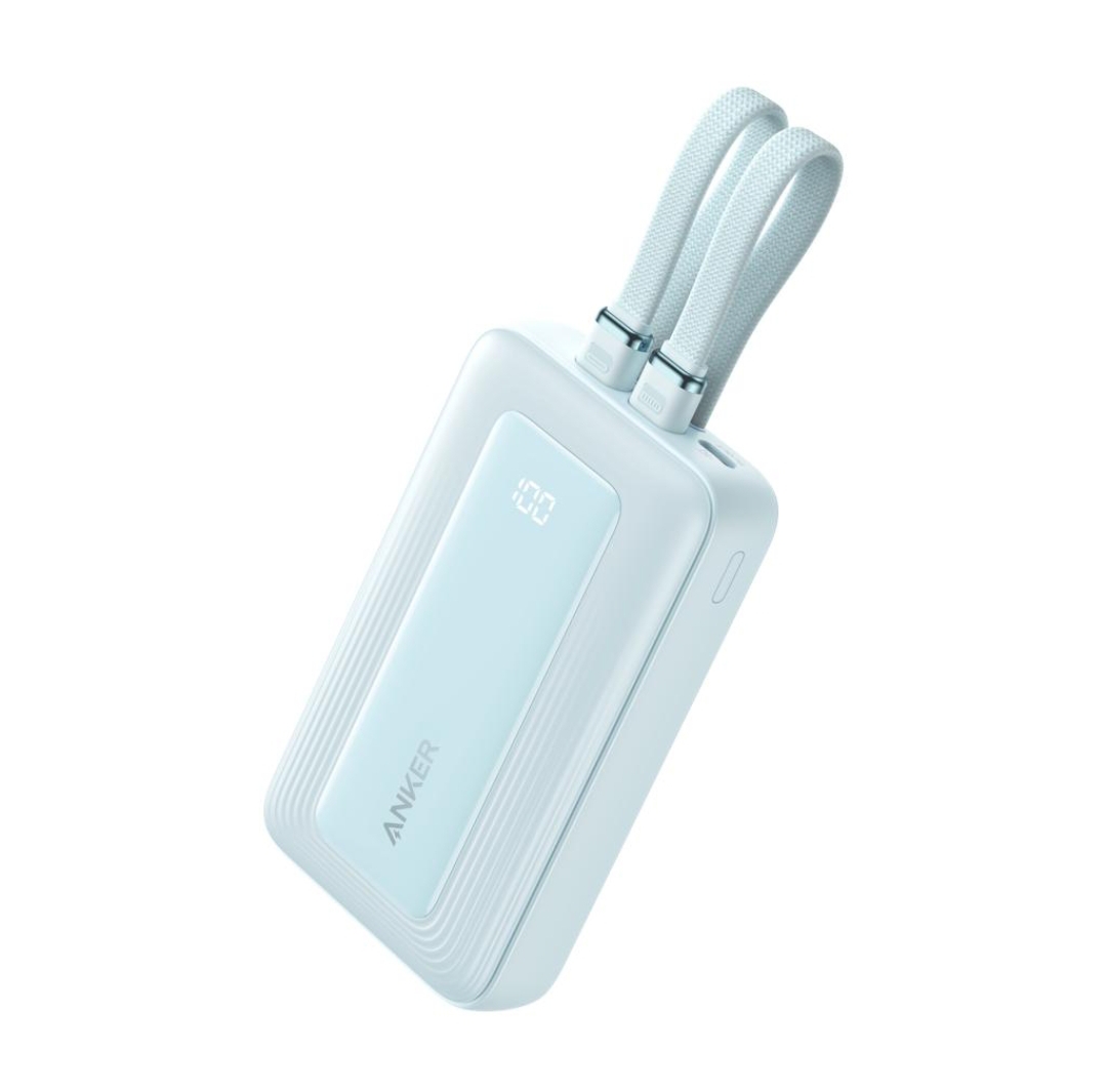 ANKER POWER BANK (10K, 30W, BUILT-IN USB-C+LIGHTNING CABLE) BLUE